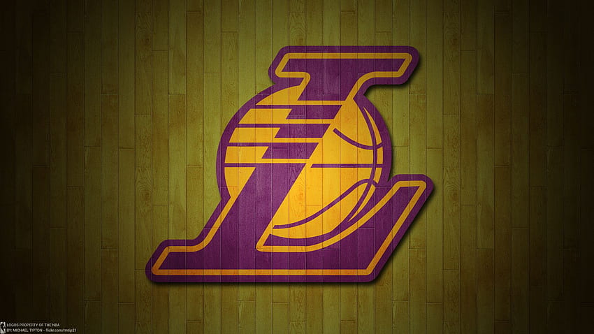 Емблема на отбора на NBA La Lakers, жълт - ​​лого на Lakers, черно и бяло HD тапет