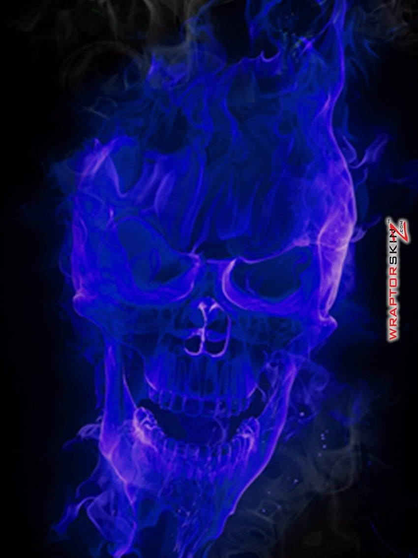 iPad Skin Flaming Fire Skull Blue пасва на iPad 2 HD тапет за телефон