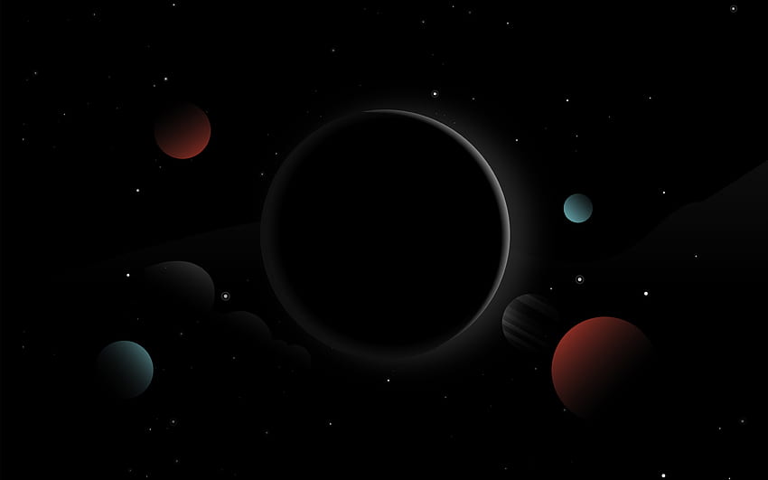 Solar system, planets, dark, digital art, fantasy HD wallpaper