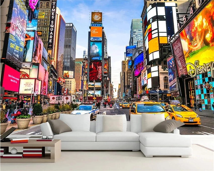 beibehang New York Modern Street View Architecture Times Square TV Background Wall Restaurant Decorative Painting. fashion . style fashion, New York Time Square HD wallpaper