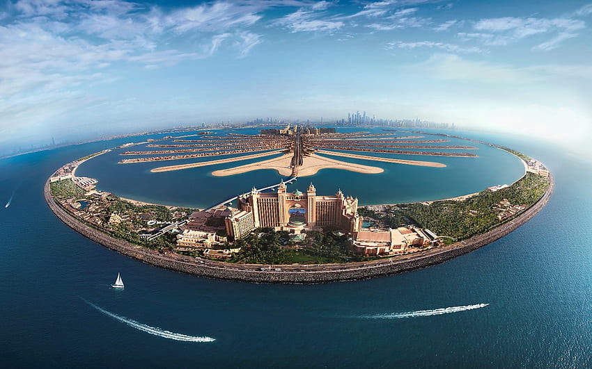 Dubai Hotel Atlantis Palm Jumeirah Island с изглед към Арабския залив, хотели HD тапет