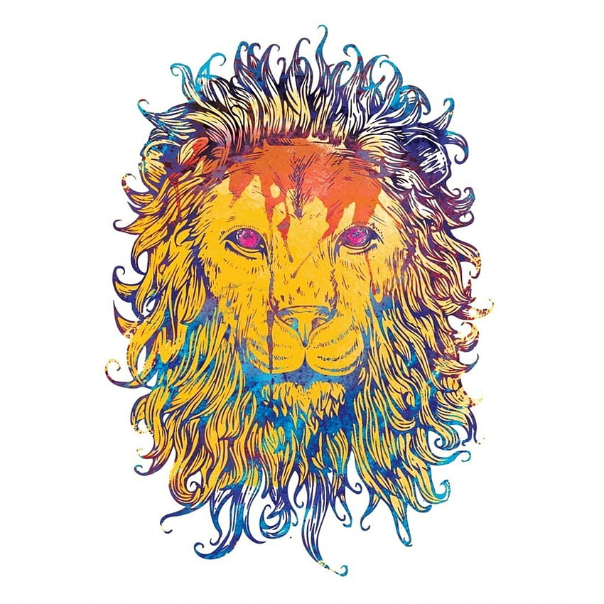lion, drawing, colorful, king, king of beasts HD phone wallpaper