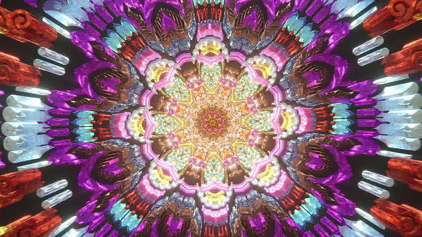 MotionLoops Medytacja 3D Mandala Vj Płynna pętla Piękny kolor Lekka podróż z ruchem Audiowizualne tło czakry trzeciego oka Psychodeliczny Trippy Trance Stat Of Zen Yoga 1 Wideo Tapeta HD