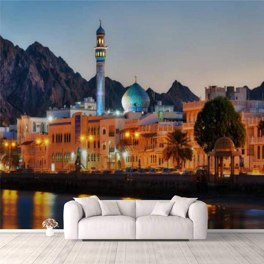 3D muttrah corniche Muscat Oman Colorful Sky in Twilight Stock Self Adhesive Bedroom Living Room Dormitory Decor Wall Mural Stick and Peel Background Wall Ceiling Wardrobe Sticker: Home & HD phone wallpaper