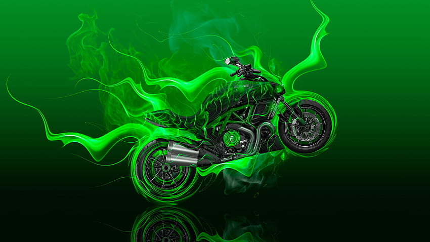 Green Flame, Green Flaming Skull HD wallpaper