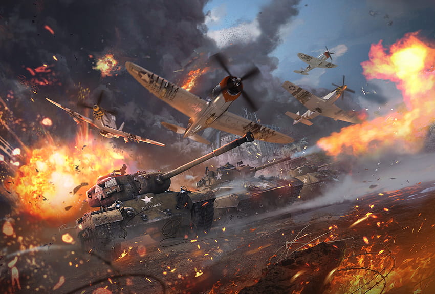 War thunder, видео игра, военни, танкове, самолети HD тапет