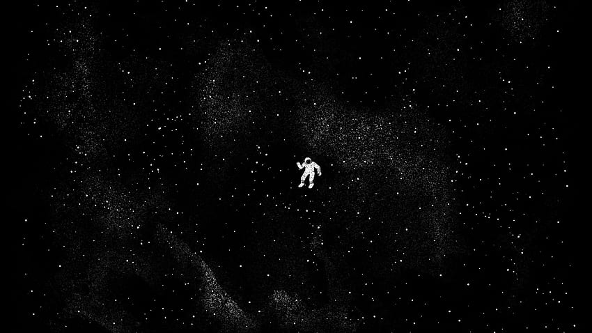 / astronaut, floating, monochrome, space, stars, nebula, Astronaut Floating in Space HD wallpaper