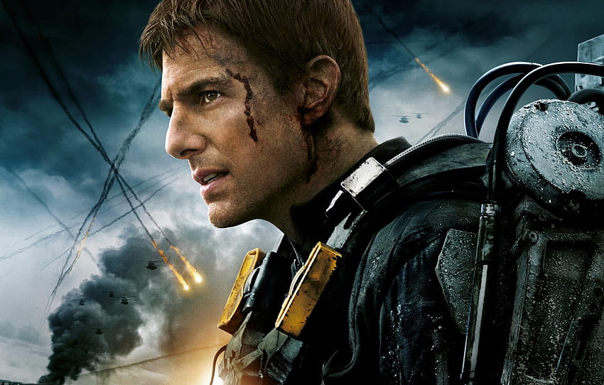 Action, Fantasy, Sky, Darkness, Men, , Edge, Helicopter, Building, Tom Cruise, Year, Face, Cloud, Movie, Bill, Film for , section фильмы, Edge Of Tomorrow HD wallpaper