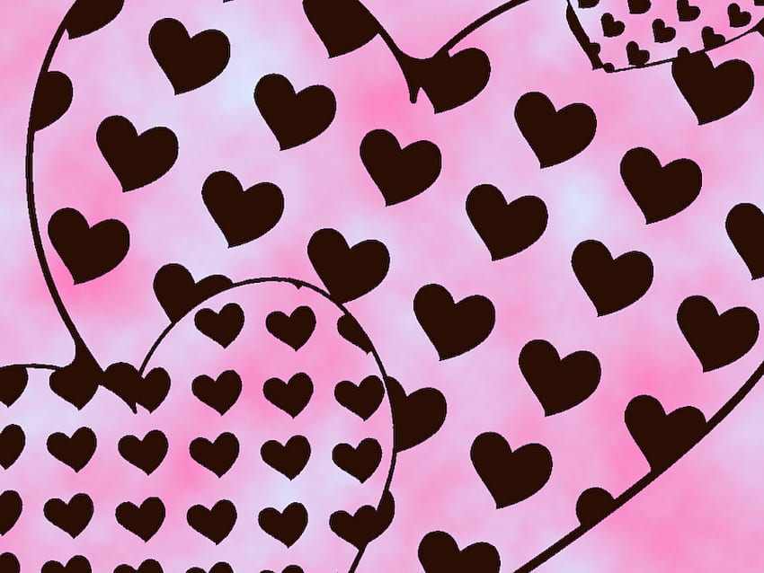 BLLACK HEARTS, hearts, pink, black HD wallpaper