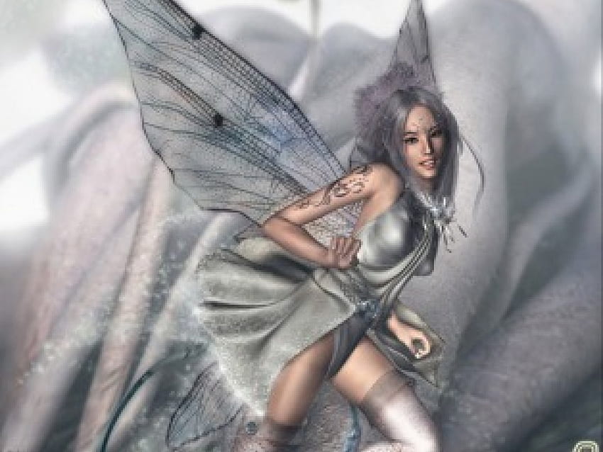 Silver Fairy , fairy, silver HD wallpaper