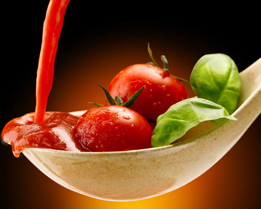 Red tomato, tomato, food, sauce, red HD wallpaper