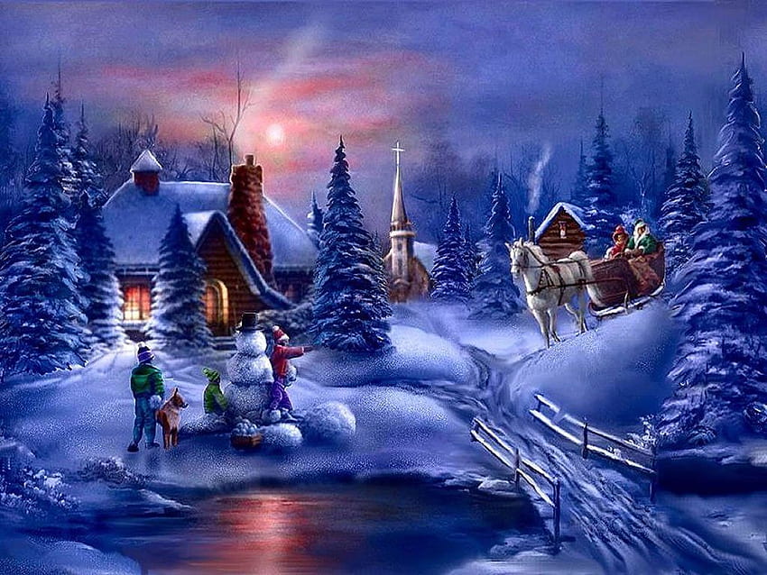 Winter Wonderland Christmas Scenes Wallpapers Wallpaper Cave | vlr.eng.br