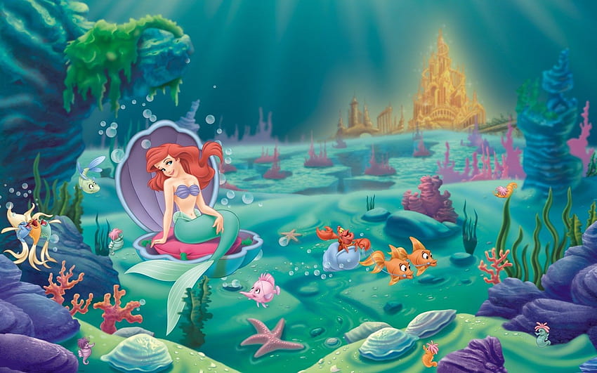 Die kleine Meerjungfrau Ariel Cartoon HD-Hintergrundbild