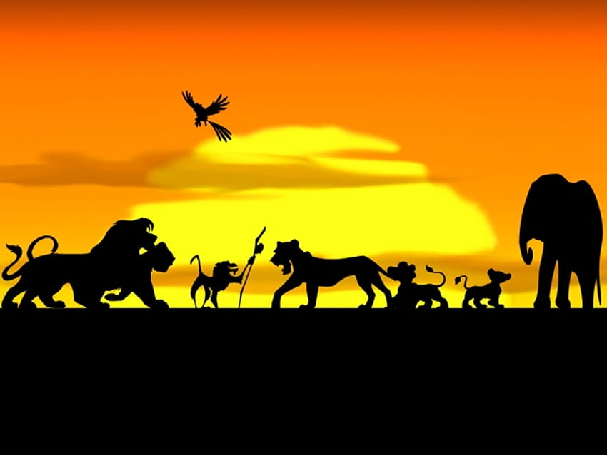 Sunset Disney Company, Aslan Kral'ın siluetlerini çiziyor. . 63744 HD duvar kağıdı