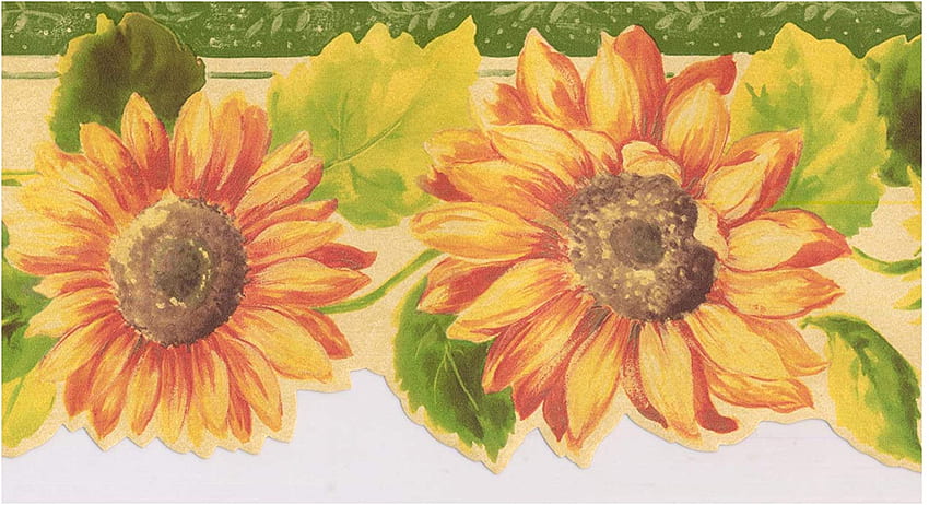 Prepasted Border - Orange Yellow Sunflowers Emerald, Sunflower Watercolor HD wallpaper