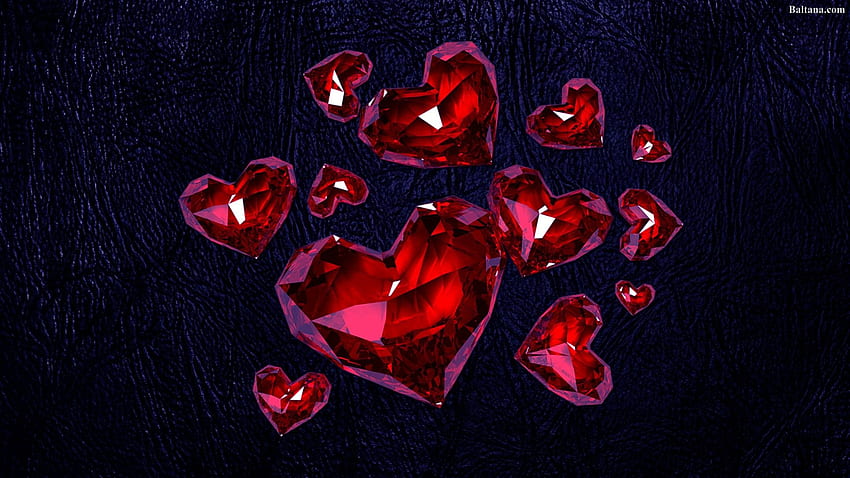 Diamante - Cuore di diamante rosso, cuore di diamante blu Sfondo HD