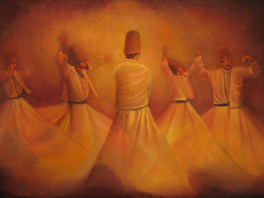 whirling dervish painting HD wallpaper