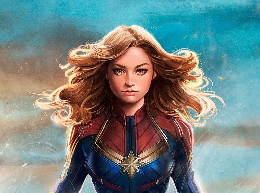 Captain Marvel, girl superhero, fan art HD wallpaper