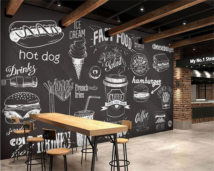 Beibehang Custom Hand Drawn Chalkboard Gourmet, Coffee Shop HD wallpaper