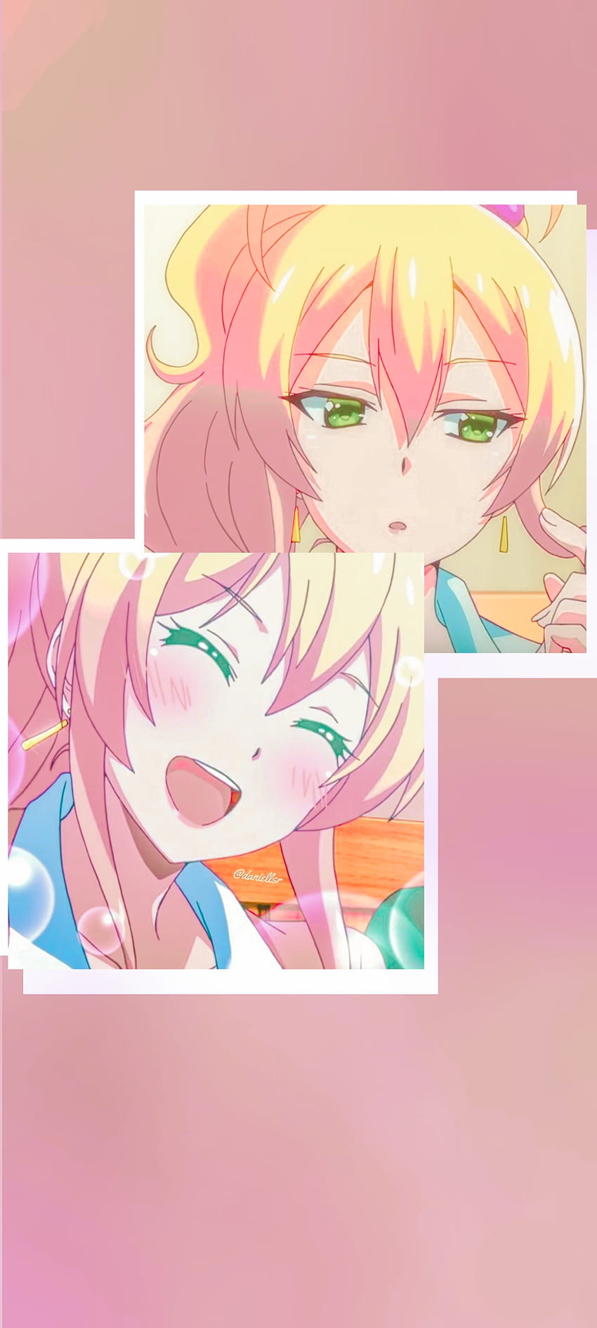 Yukana yame, ojo, pelo, rosa, anime fondo de pantalla del teléfono