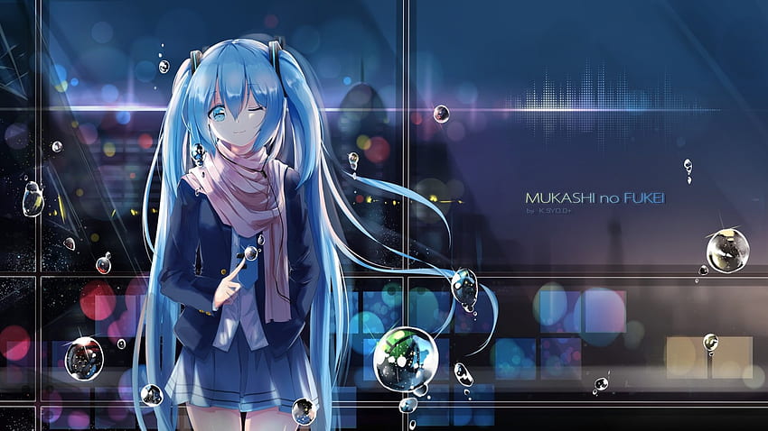 Mukashi no Fukei, vocaloid, anime, hatsune miku, bubbles HD wallpaper