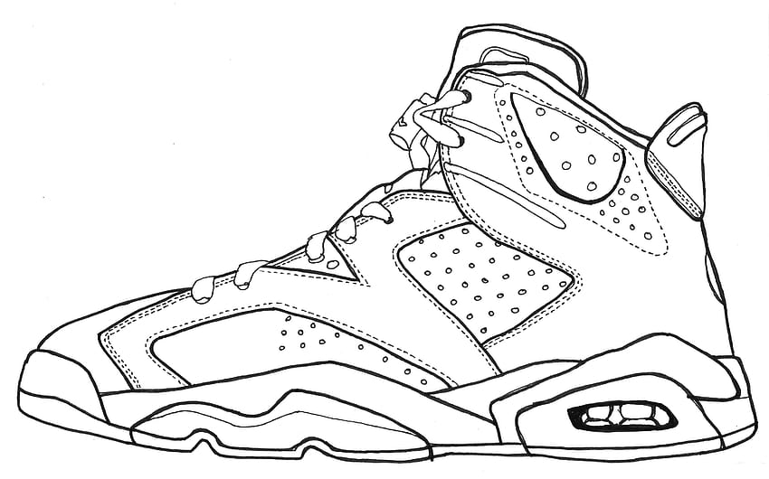 Jordan VI sketch black and white line drawing. Shoes, Cartoon Jordan Shoes  HD wallpaper | Pxfuel