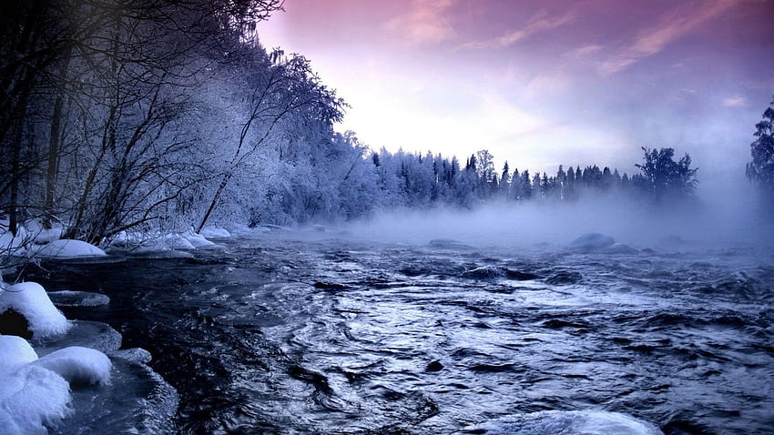 Ice River - Gefrorener Wald HD-Hintergrundbild