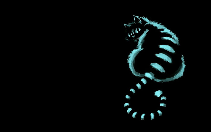 Cheshire cat, pisica, blue, black, fantasy, art, minimalism, cat HD wallpaper