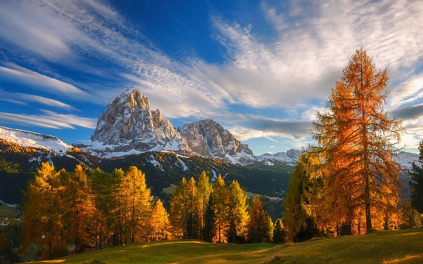 Autumn Dolomites Italy HD wallpaper