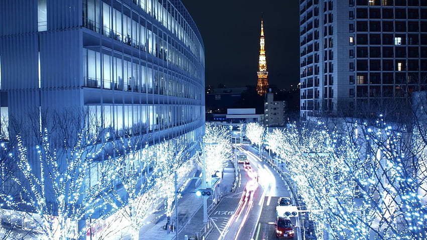 Other: Blue Night Tower Japanese Christmas Japan Lights Tokyo Street ...