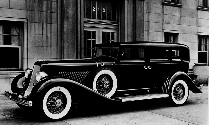 1934年デューセンバーグ、クラシック、白、黒、車、アンティーク、自動車、1934年、デューセンバーグ 高画質の壁紙