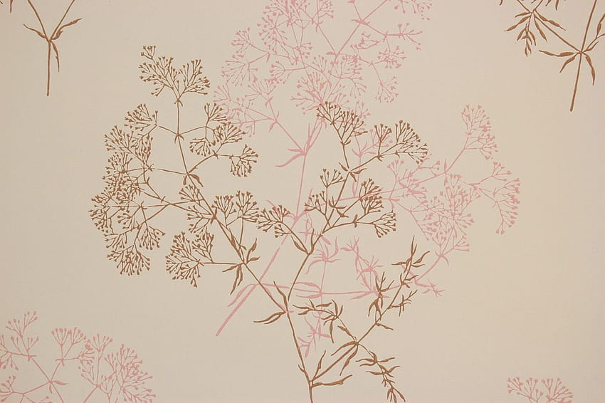 베이지색의 1960년대 빈티지 핑크 브라운 꽃 - 로지 HD 월페이퍼