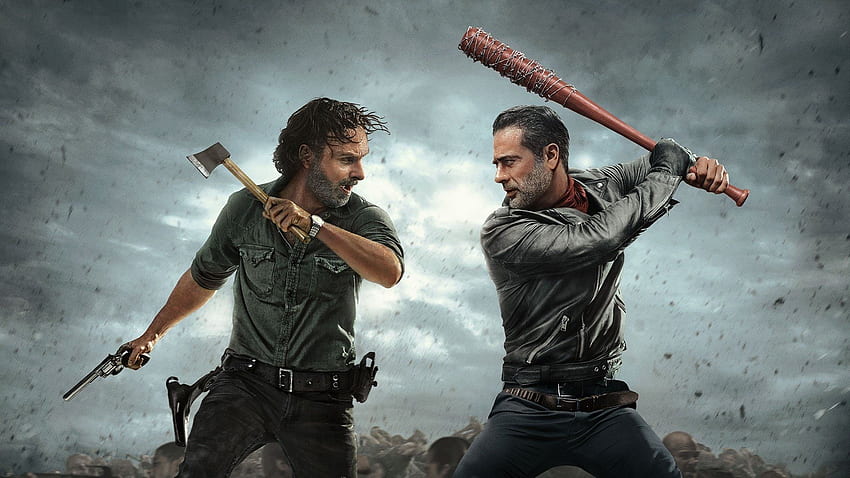 Negan, Rick Grimes und Andrew Lincoln. Hintergrund., The Walking Dead Rick HD-Hintergrundbild