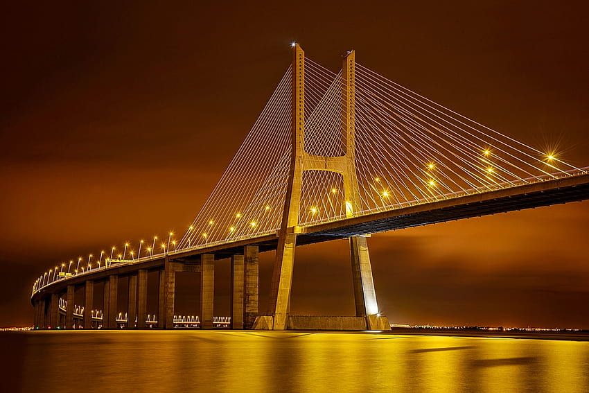 ヴァスコ・ダ・ガマ橋、橋、現代、ポルトガル、リスボン 高画質の壁紙