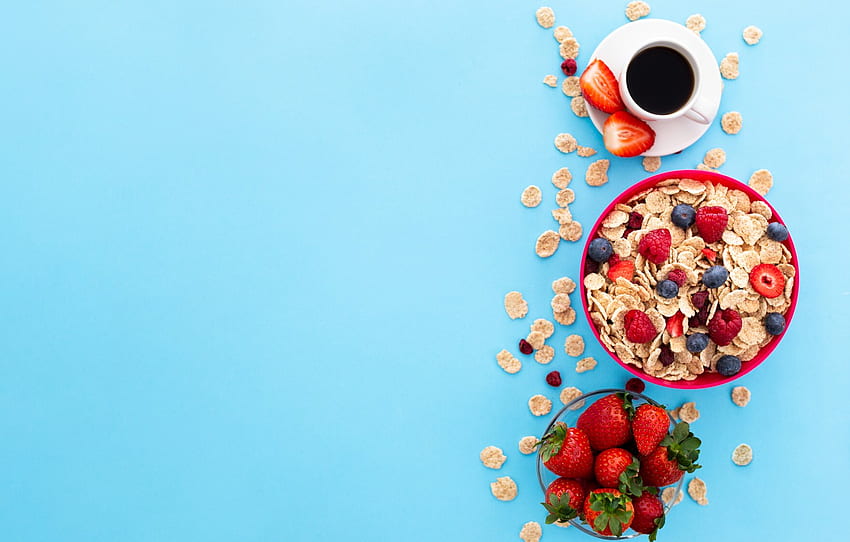 Beeren, Kaffee, Frühstück, Erdbeere, Müsli für , Abschnitt еда HD-Hintergrundbild