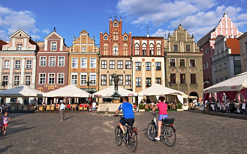 Poznan, Polonia, Poznan, piazza, mercato, Polonia, case Sfondo HD