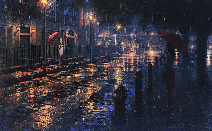 Japanese City Rain Anime (Page 1), Rainy City Anime HD wallpaper