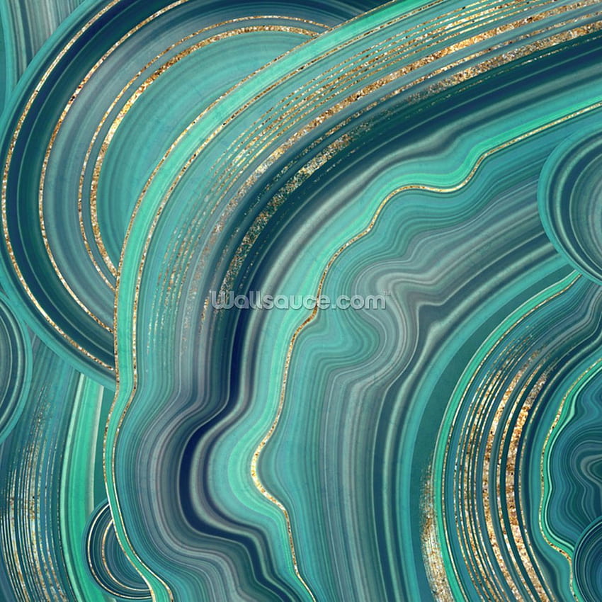 Abstract background fake stone texture malachite agate with mint green and gold veins painted artificial marbled surface fashion marbling illustration, Green Agate HD phone wallpaper