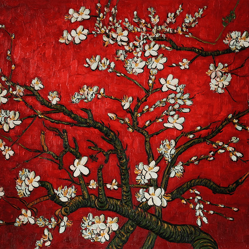 Red Almond Blossom Tree by Vincent Van Gogh, Van Gogh Almond Blossoms HD phone wallpaper