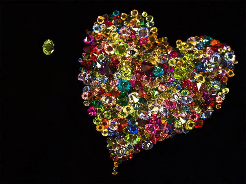 beberapa hati adalah berlian, permata, warna-warni, harta karun, berlian, hati Wallpaper HD