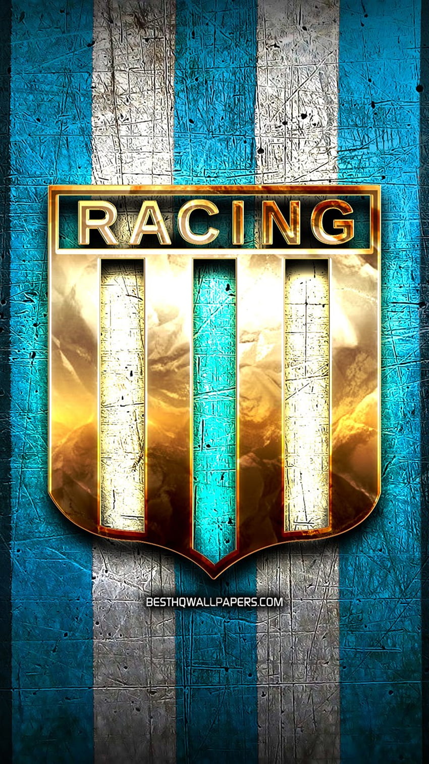 Racing FC, glitter logo, Argentine Primera Division, blue white checkered  background, HD wallpaper