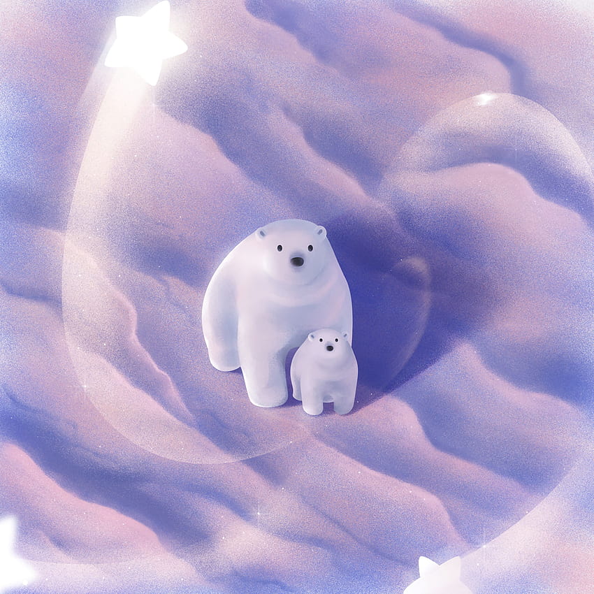 Art, Snow, Young, Couple, Pair, Arctic, Joey, Cute, White Bears, Polar Bears HD phone wallpaper