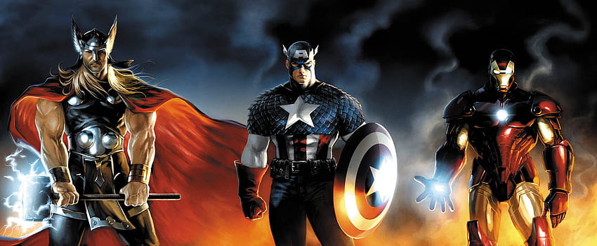 balas dendam avengers, thor, toon, capt, ironman, amerika Wallpaper HD