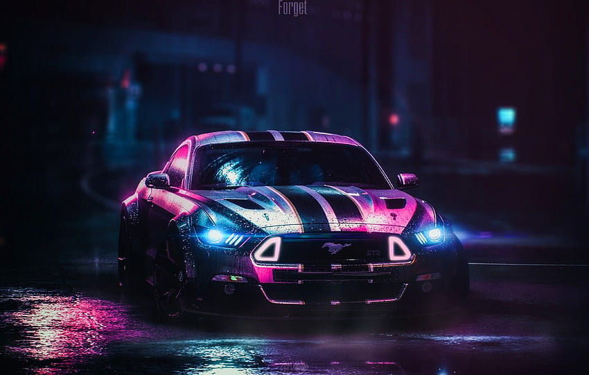 Mustang, Ford, Car, NFS, Need for Speed, Night, Ford HD тапет