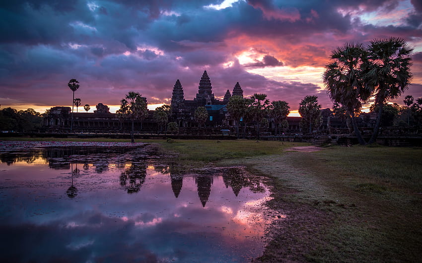 Cambogia, tempio, Angkor Wat, induismo. Mocah, Arte Khmer Sfondo HD