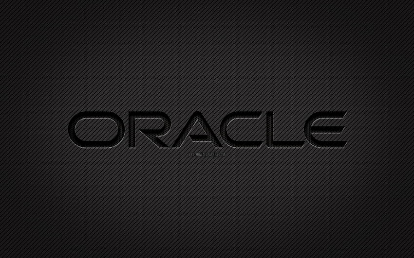 Oracle carbon logo, , grunge art, carbon background, creative, Oracle black logo, brands, Oracle logo, Oracle HD wallpaper
