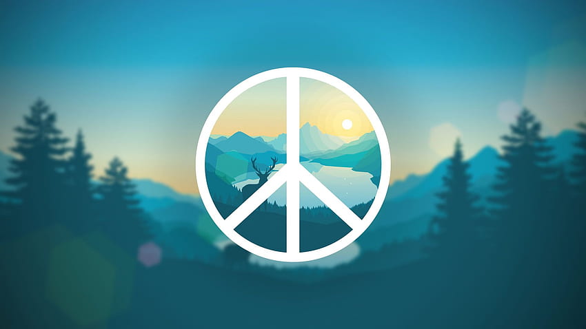 Runde analoge Wanduhr in Weiß und Blau mit verschwommenem Naturfrieden [] für Ihr , Handy und Tablet. Entdecken Sie das Peace-Logo. Friedenslogo, Frieden, Frieden HD-Hintergrundbild