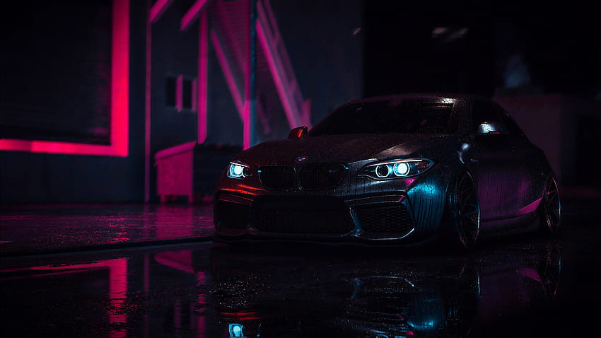 BMW M2 NFS 雨が降って、車の夜の雨 高画質の壁紙