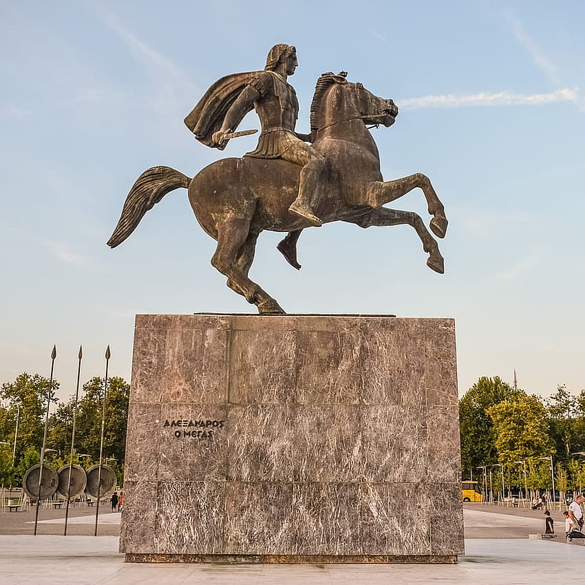 : brązowy betonowy posąg, grecja, saloniki, Aleksander Wielki Tapeta na telefon HD