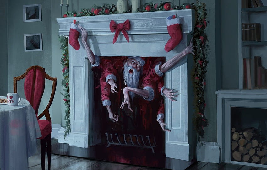 Horror Christmas, Scary Santa HD wallpaper